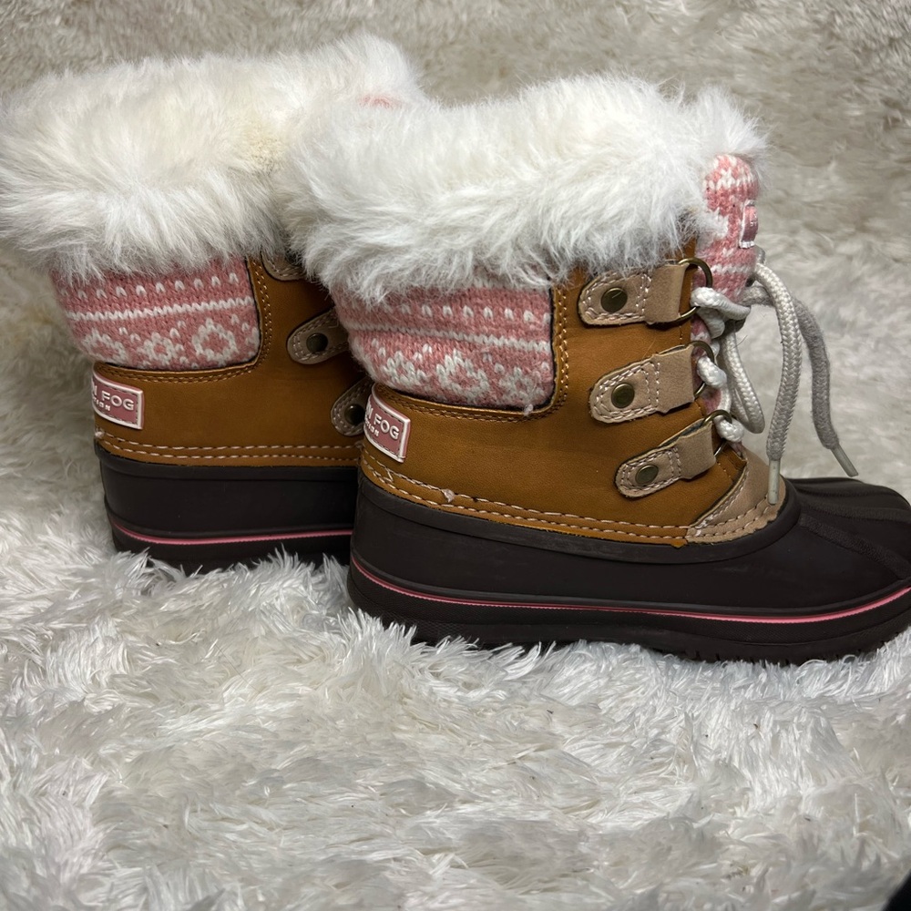 London Fog Pink and Brown Kids Boots